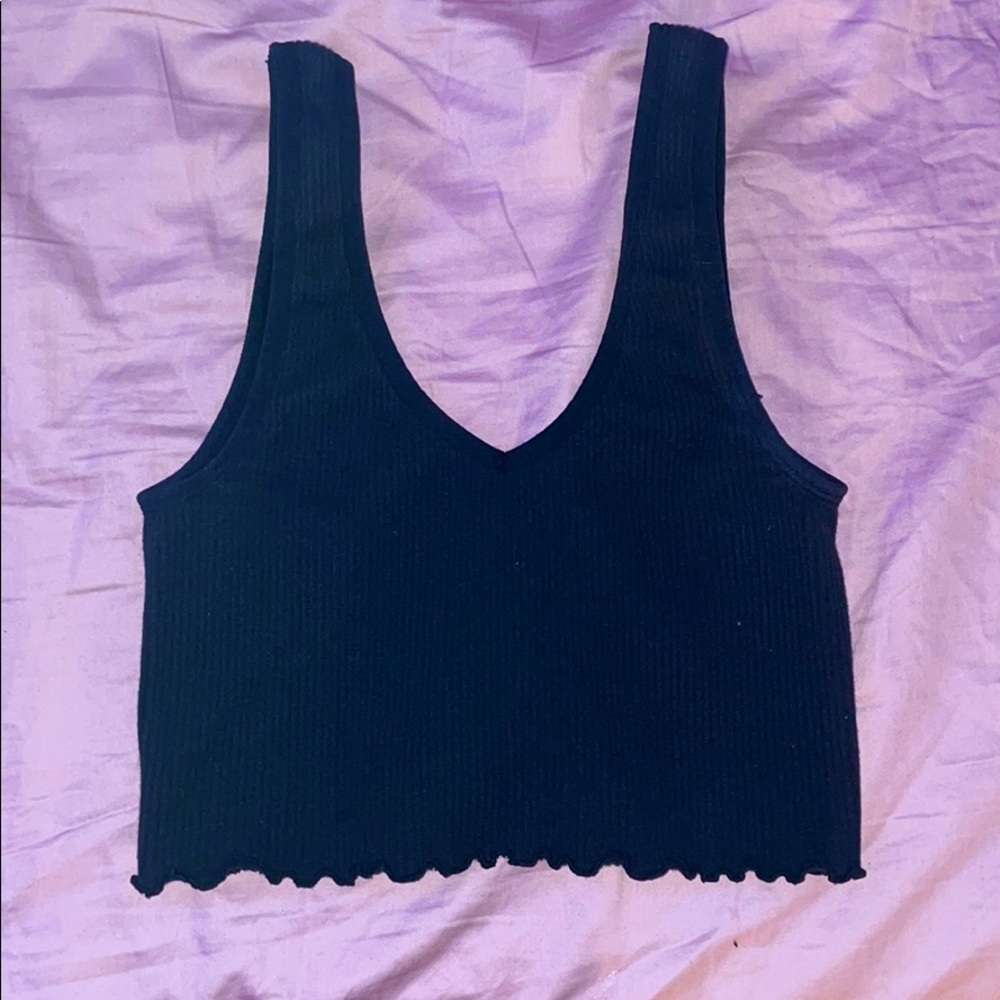 Black ruffle tank top